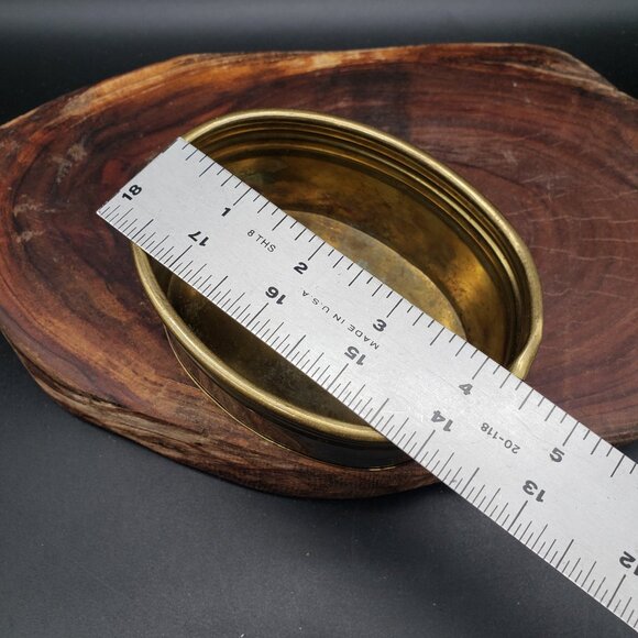 Vintage Hosley Solid Brass Oval Bowl Dish 4.5" Handcrafted India Small Decor - Picture 5 of 8